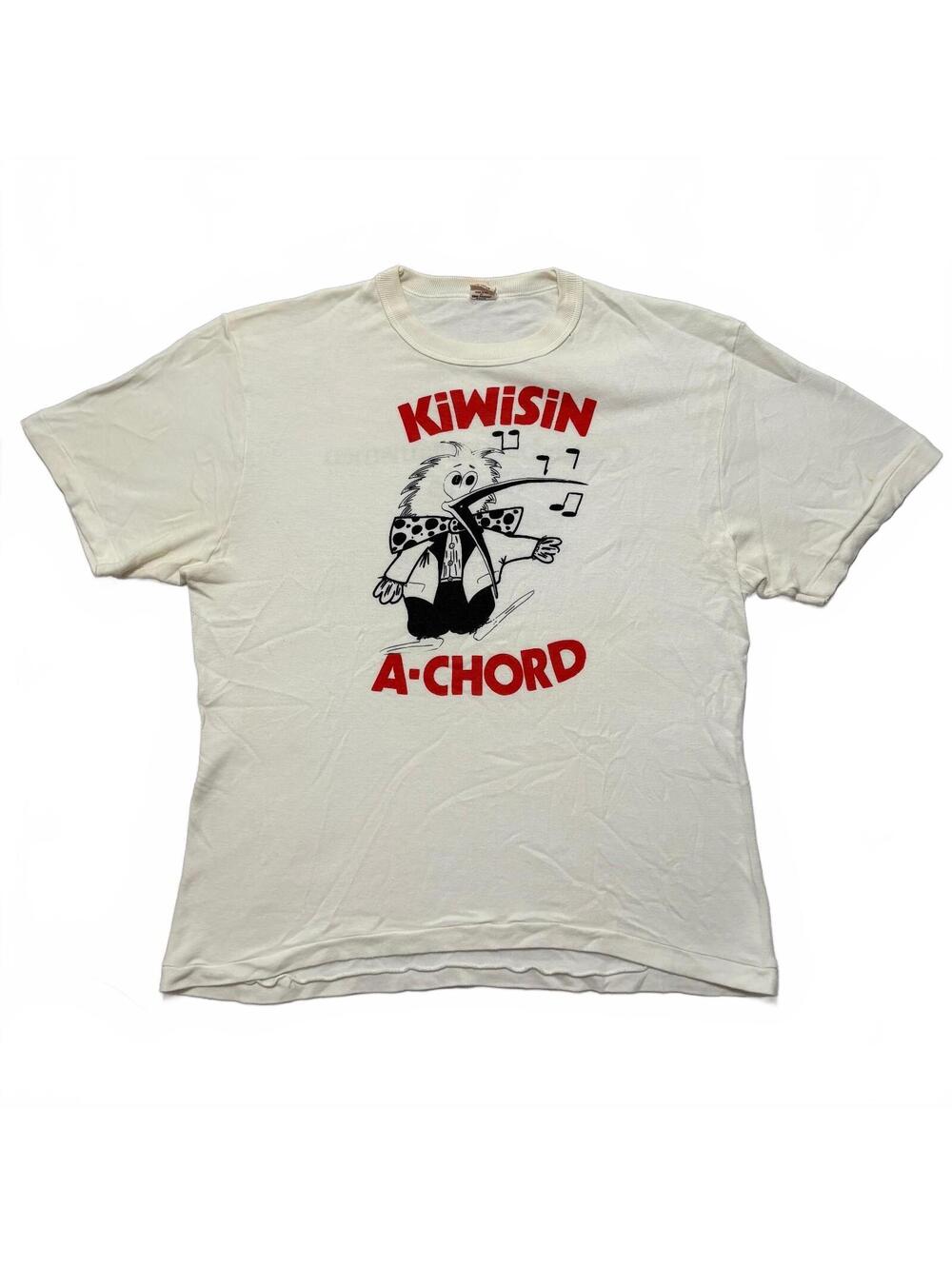 VTG 60's Hanes Kiwisin A-Chord European Orchestra Graphic T-Shirt Men's XL White